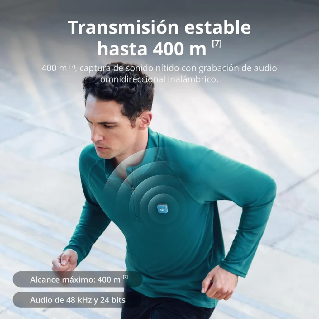 DJI Mic Mini 2 1 TX + 1 RX microfone sem fios com transmissor e receptor compactos, LED de status verde, botões laterais e design preto e branco - Item5