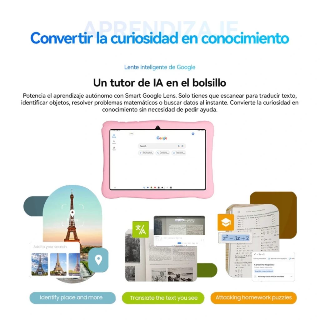 Tablet infantil Oscal KIDO 2 rosa com capa de silicone protetora, ecrã 10,1, câmara traseira dupla, anel de apoio e desenhos de coelho, 4 GB RAM e 64 GB - Item6
