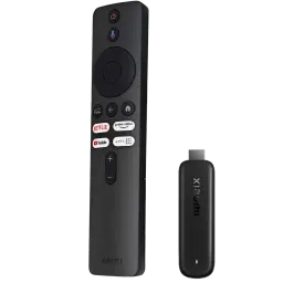Xiaomi TV Stick HD 2e gén avec dongle compact noir et télécommande minimaliste boutons Netflix Prime Video YouTube micro intégré pour Google TV HDR AV1
