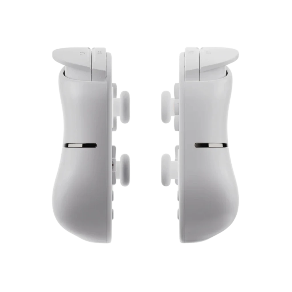 Mangmi Pocket Max 7 AMOLED blanco con pantalla amplia, dos joysticks, cruceta y botones frontales X Y A B en naranja, altavoces laterales y acabado curvo - Ítem5