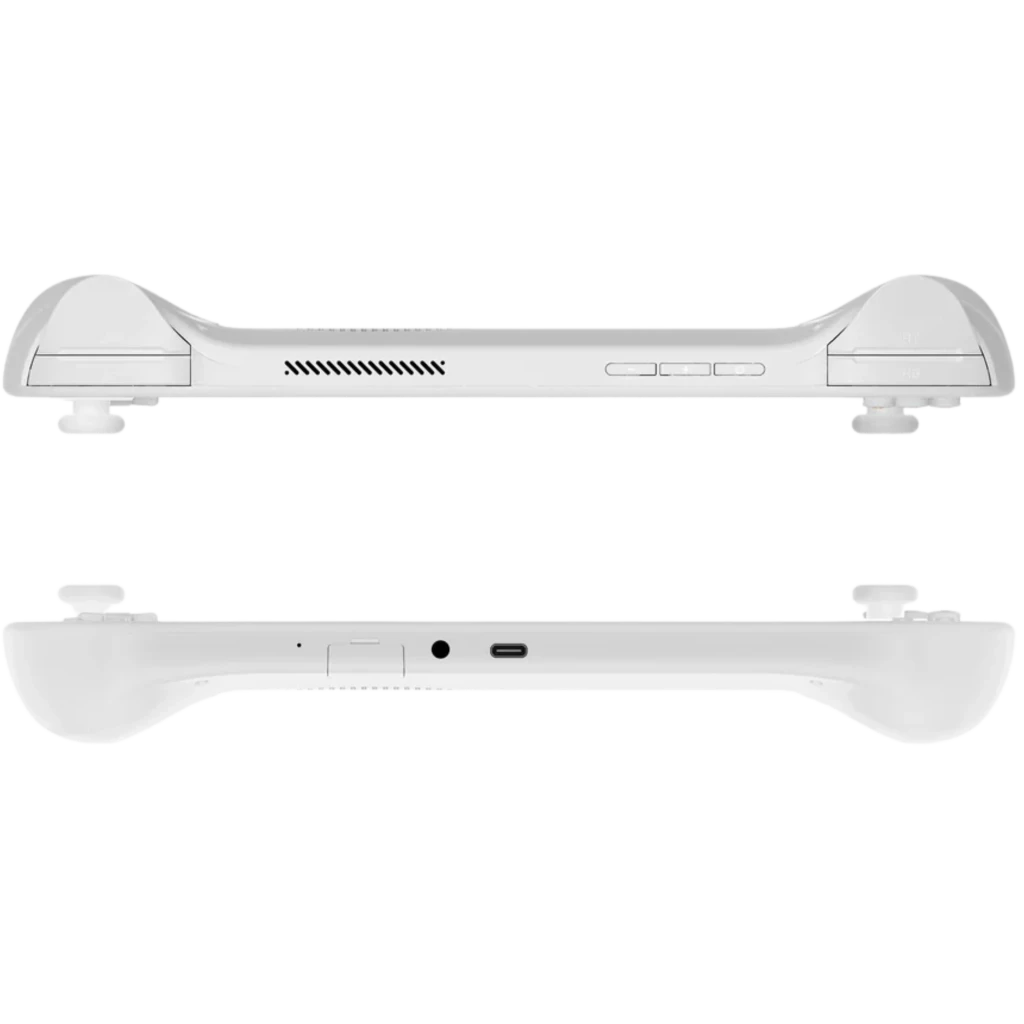 Mangmi Pocket Max 7 AMOLED blanco con pantalla amplia, dos joysticks, cruceta y botones frontales X Y A B en naranja, altavoces laterales y acabado curvo - Ítem4