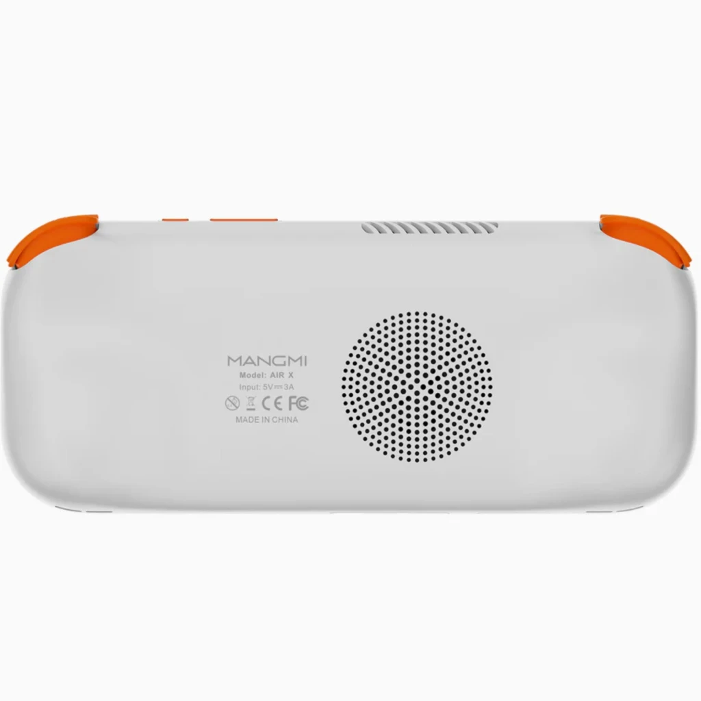 Consola portátil blanca con pantalla 5,5 pulgadas, botones A B X Y, cruceta izquierda y sticks duales; bordes y detalles en naranja contrastante - Ítem2