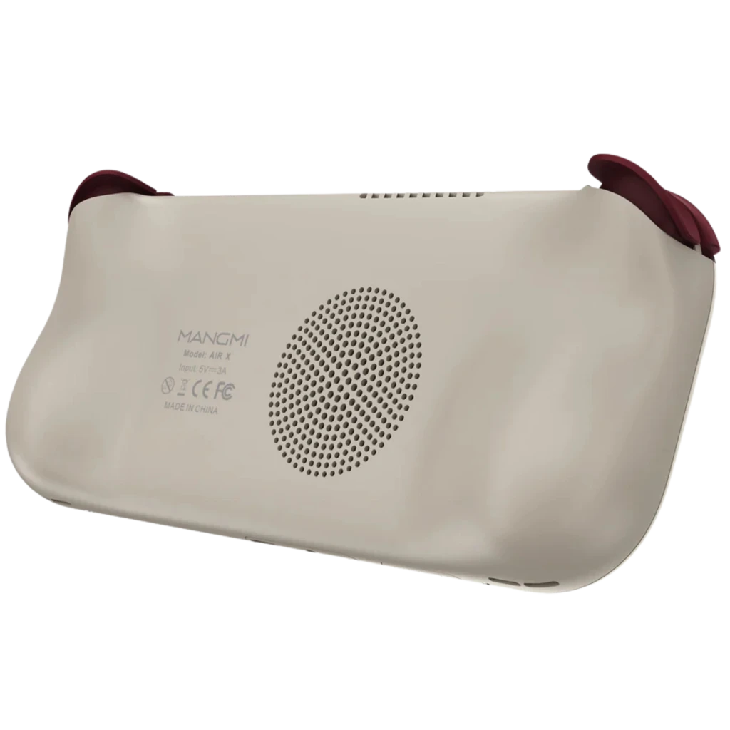 Consola portátil beige 5,5 pulgadas con botones rojos, cruceta grande y pantalla panorámica mostrando juego retro estilo pixel art en tonos naranjas - Ítem2
