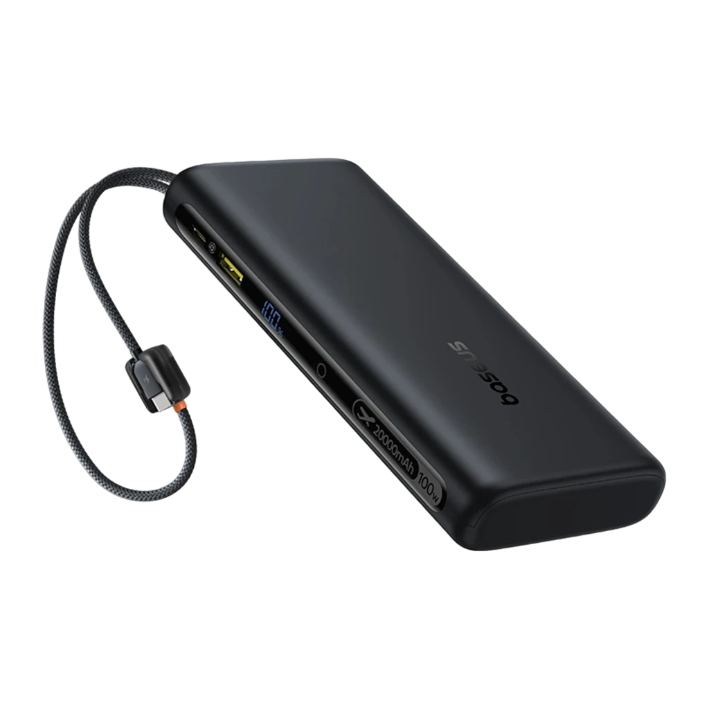 Power Bank Baseus EnerFill FC41 negro con 2 cables USB-C integrados, pantalla LED de batería, botón lateral y diseño compacto de 20000 mAh - Ítem2