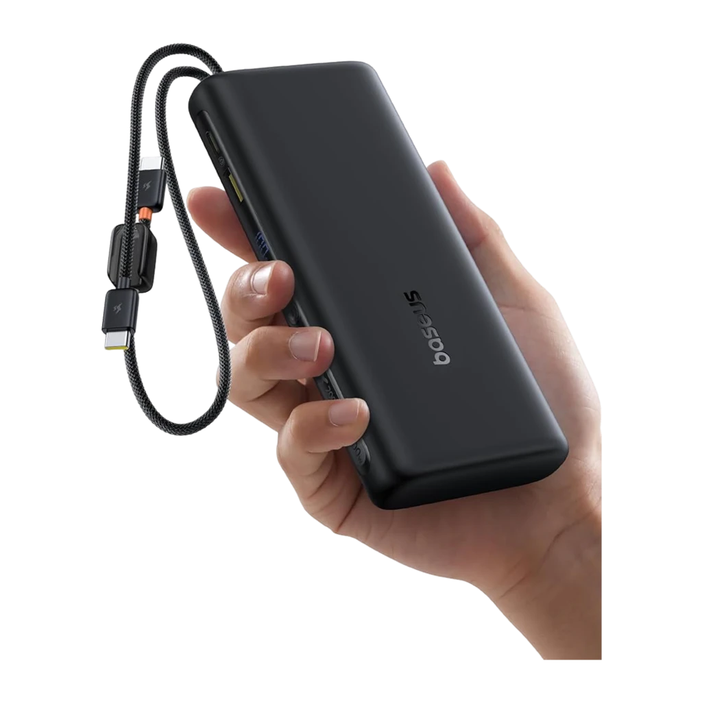 Power Bank Baseus EnerFill FC41 negro con 2 cables USB-C integrados, pantalla LED de batería, botón lateral y diseño compacto de 20000 mAh - Ítem3