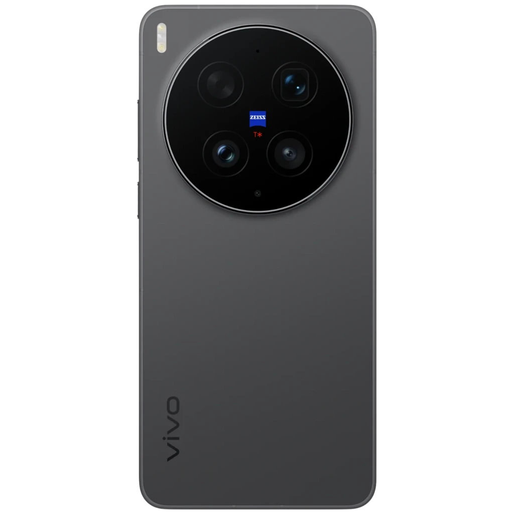 Vivo X300 Ultra 5G preto com tela ampla perfurada e bordas finas, módulo de câmera circular tripla Zeiss com flash lateral, acabamento fosco elegante - Item1