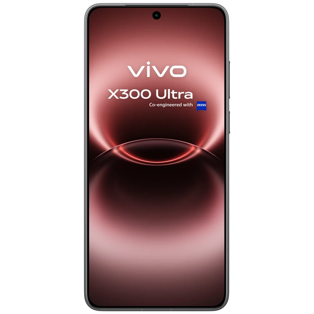 Vivo X300 Ultra 5G preto com tela ampla perfurada e bordas finas, módulo de câmera circular tripla Zeiss com flash lateral, acabamento fosco elegante - Item2