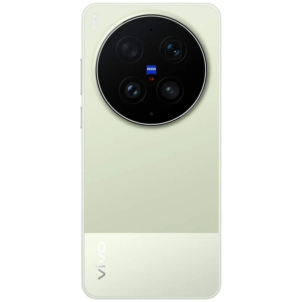 Vivo X300 Ultra 5G verde, frente com tela curva e furo central, traseira com módulo circular preto ZEISS e múltiplas câmeras, acabamento premium - Item6