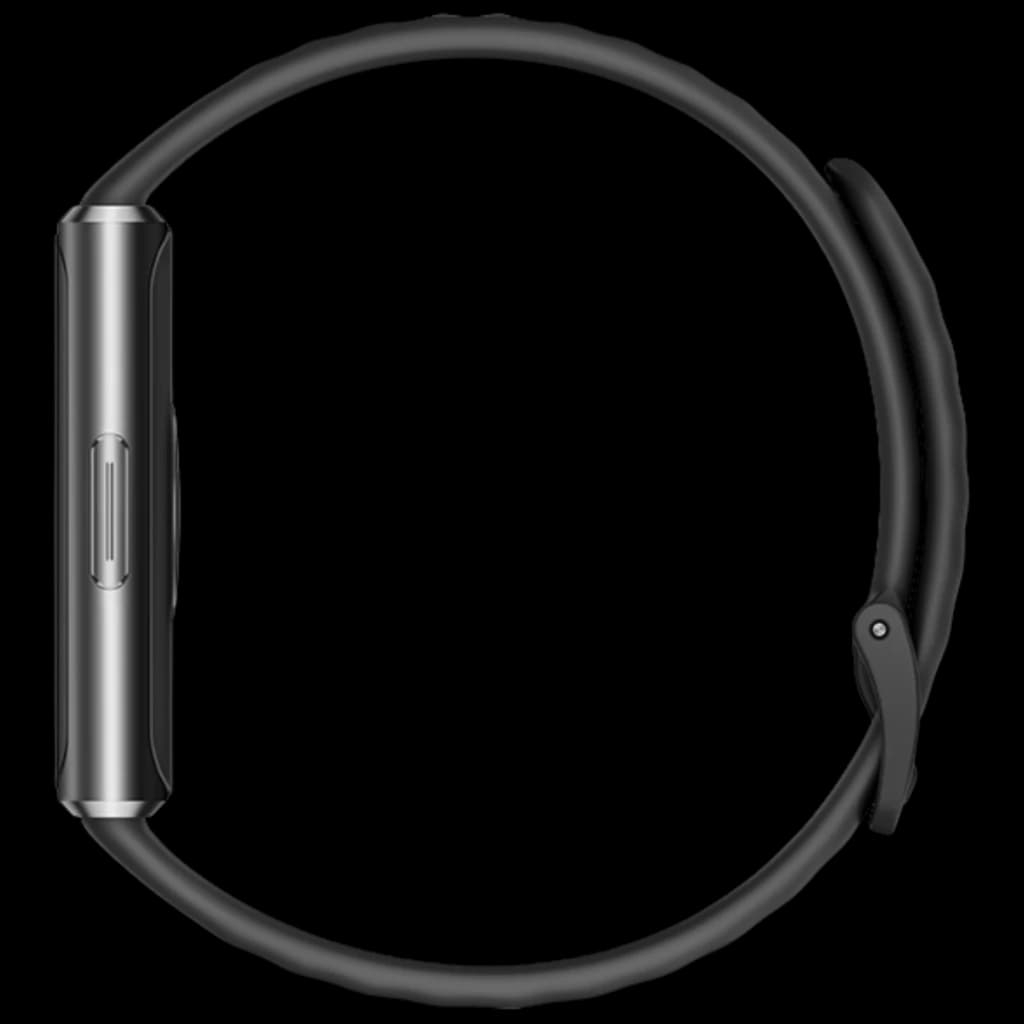 Huawei Band 11 Pro negra con pantalla AMOLED 1,62, cuerpo metálico delgado, botón lateral y correa de silicona ajustable con hebilla segura