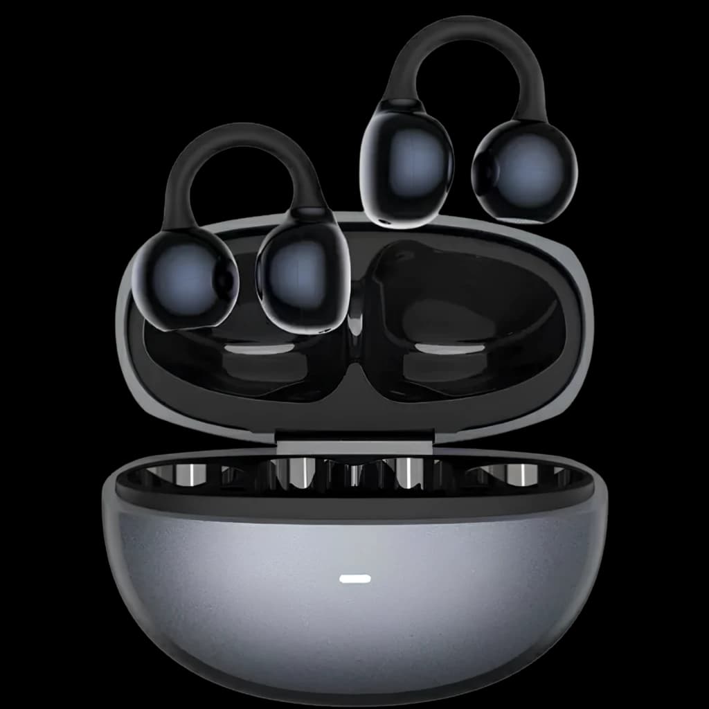 Black Shark C3 Negro - Auriculares Bluetooth Open Ear con estuche de carga compacto, acabado negro brillante, ganchos ergonómicos y diseño ligero y elegante
