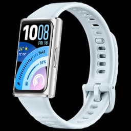 Huawei Band 11 Pro azul con pantalla AMOLED 1,62 pulgadas, caja plateada, botón lateral, correa de silicona ajustable y esfera con métricas de salud