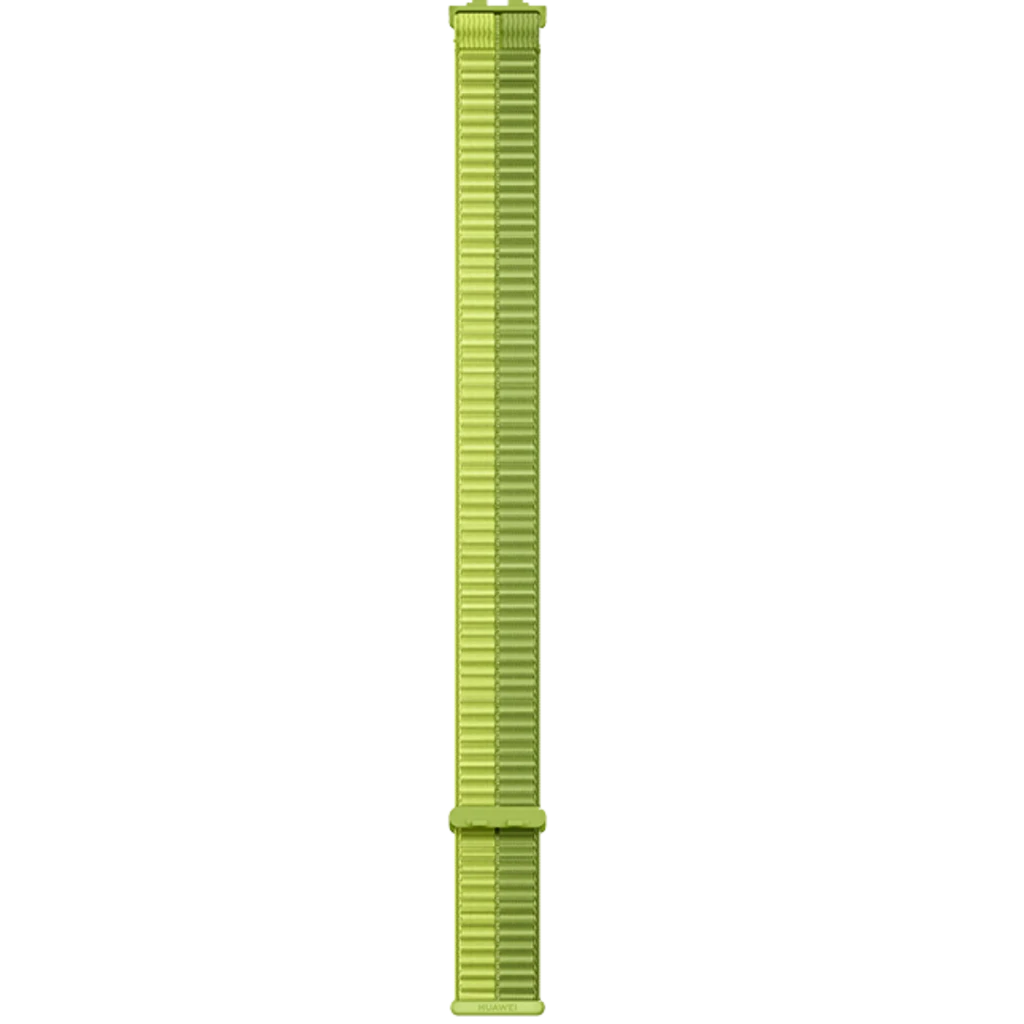 Huawei Band 11 Pro verde con pantalla AMOLED 1,62, correa textil ajustable, caja metálica plateada, botón lateral y esfera con indicadores de actividad y - Ítem6