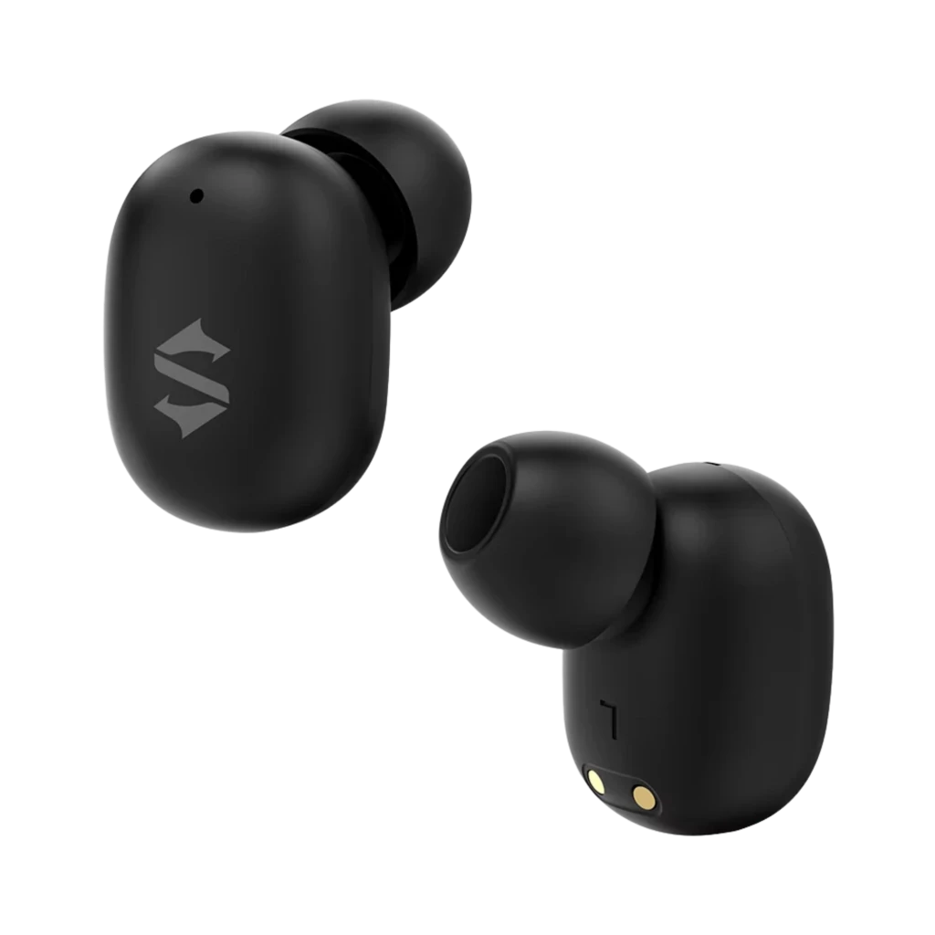 Black Shark Rokas 5 Inalámbricos Bluetooth ANC Negro con estuche redondo gaming LED verde, acabado mate, logo S y auriculares compactos ergonómicos - Ítem2