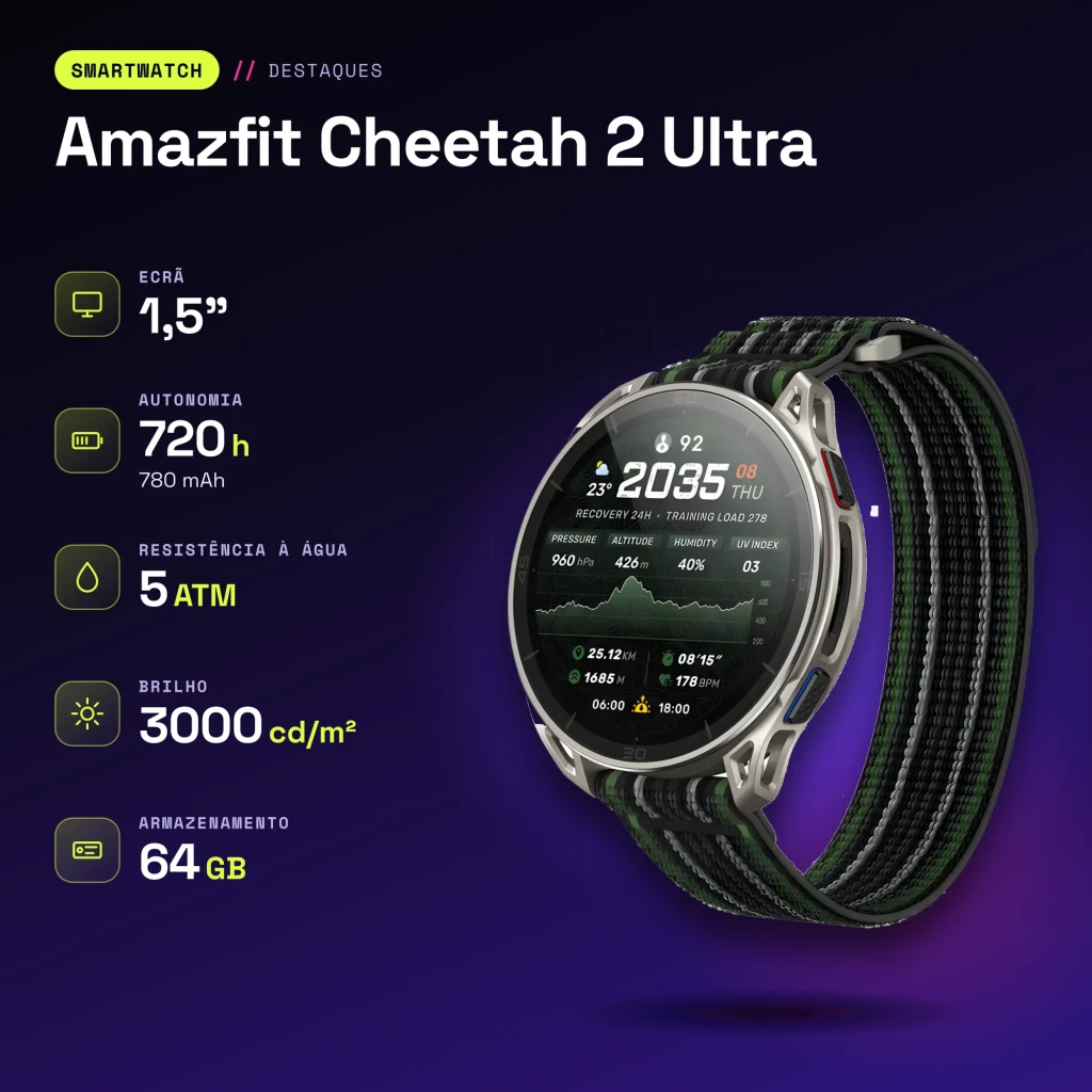 AMAZFIT Smartwatch Cheetah 2 Ultra titane - caractéristiques