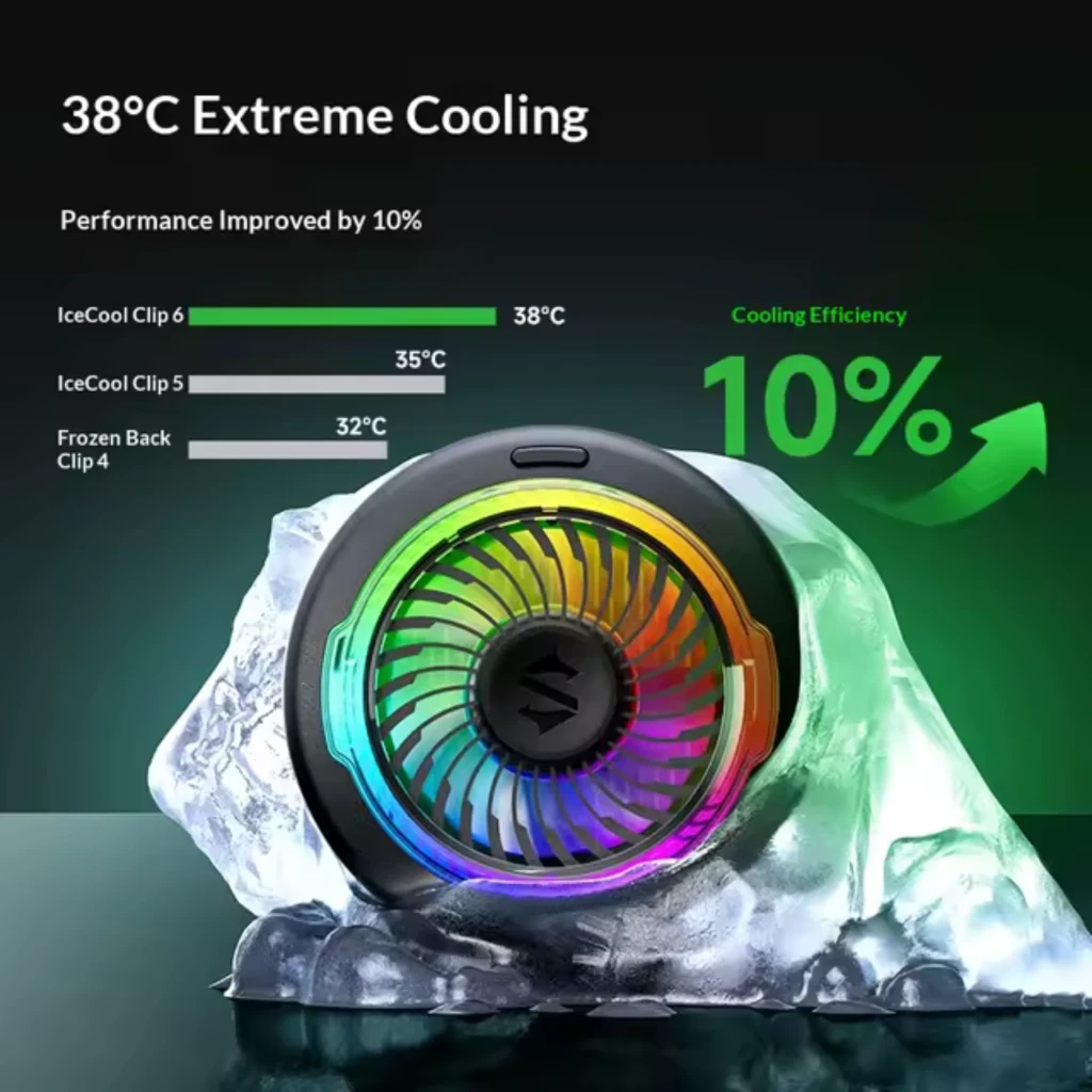 Black Shark Magnetic Cooler 6 branco, refrigerador magnético 35 W com ventoinha RGB circular, grelhas laterais e acabamento compacto para resfriamento - Item5