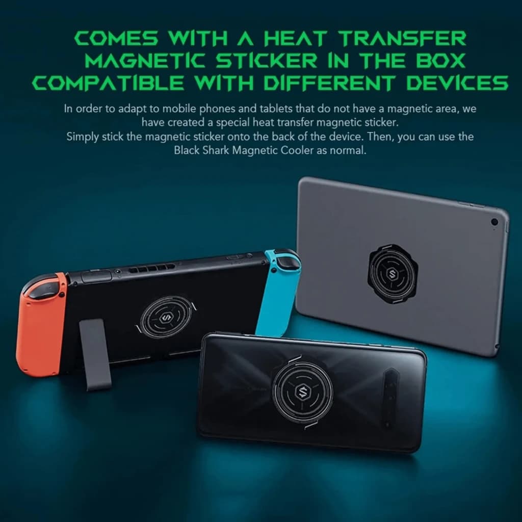 Refrigerador móvil Black Shark 35 W blanco con ventilador central RGB y adhesivo magnético para smartphones y tablets, compatible por Bluetooth