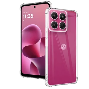 Capa de silicone transparente reforçada para Motorola Moto G37 e Moto G47, cantos anti-impacto, recortes precisos para câmeras e botões, protege sem ocultar