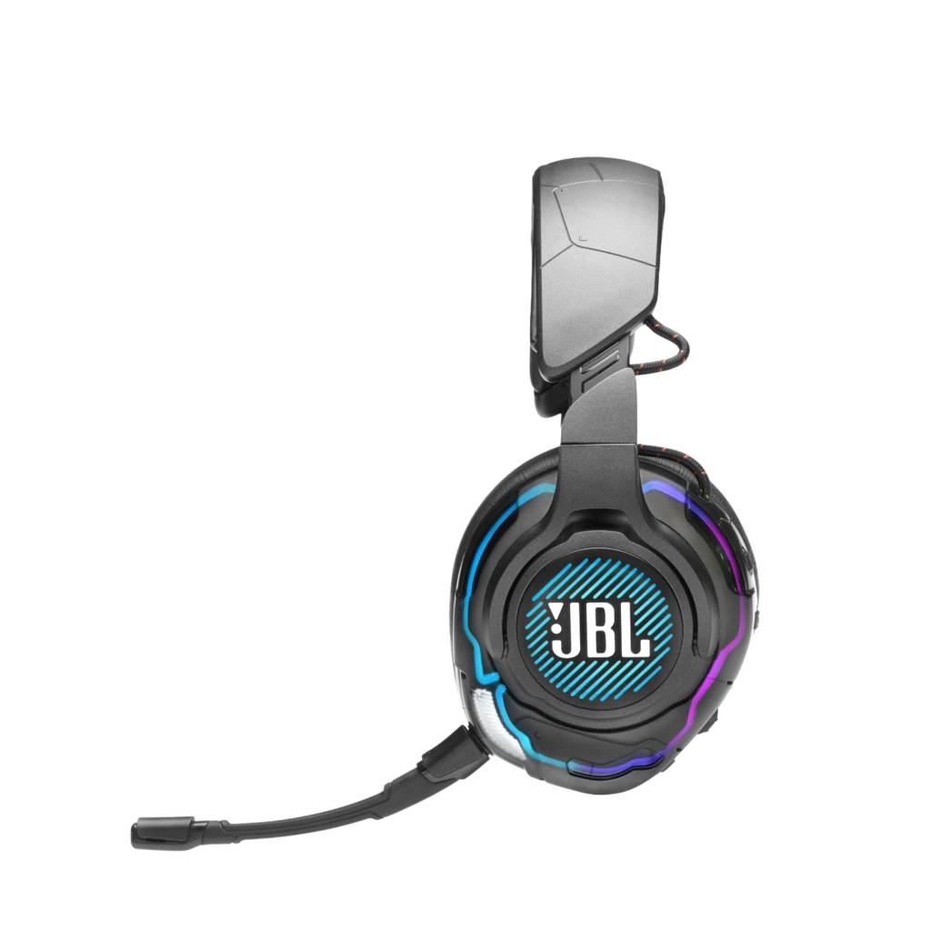 Casque gaming JBL Quantum ONE noir avec éclairage LED orange, micro détachable, arceau rembourré, oreillettes circum-aurales et design robuste. - Ítem6