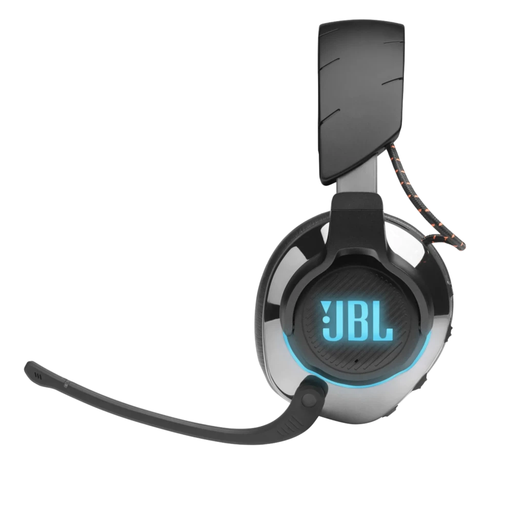Casque gaming sans fil JBL Quantum 810 avec éclairage LED bleu, micro perche amovible, coussinets rembourrés, arceau mat et dongle USB inclus - Ítem1