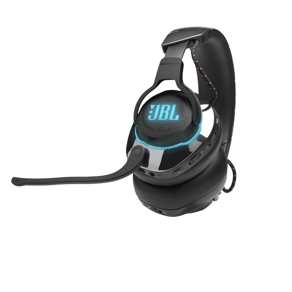 Casque gaming sans fil JBL Quantum 810 avec éclairage LED bleu, micro perche amovible, coussinets rembourrés, arceau mat et dongle USB inclus - Ítem2