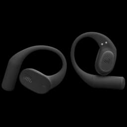Auriculares deportivos JBL Sense Lite negros, diseño de gancho sobre oreja, controles táctiles y puertos de carga; compactos, ergonómicos y resistentes IP54