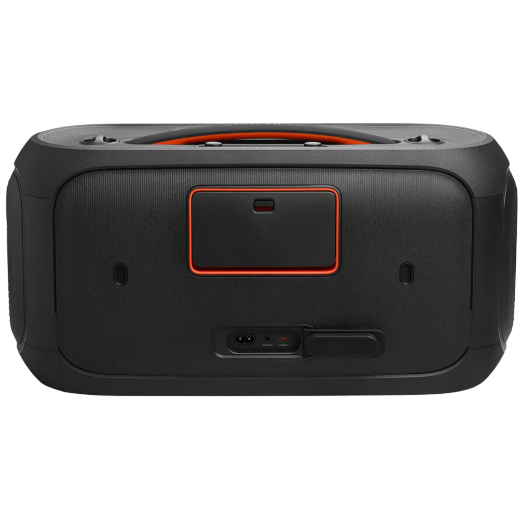 Altavoz portátil JBL PartyBox On-The-Go 2 negro con luces LED frontales, asa y correa de transporte, rejilla metálica y micrófono inalámbrico incluido - Ítem4