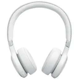 JBL Live 670NC Bluetooth Blanc casque supra-auriculaire blanc mat avec arceau tissu gris clair et coussinets moelleux, design épuré sans fil
