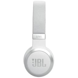 JBL Live 670NC Bluetooth Blanc – casque sans fil on-ear, arceau tissu clair, oreillette ronde logo JBL argenté, design épuré et moderne