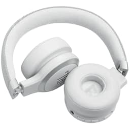 JBL Live 670NC Bluetooth Blanc, casque supra-auriculaire blanc mat avec arceau tissu, coussinets moelleux, commandes intégrées et ports discrets