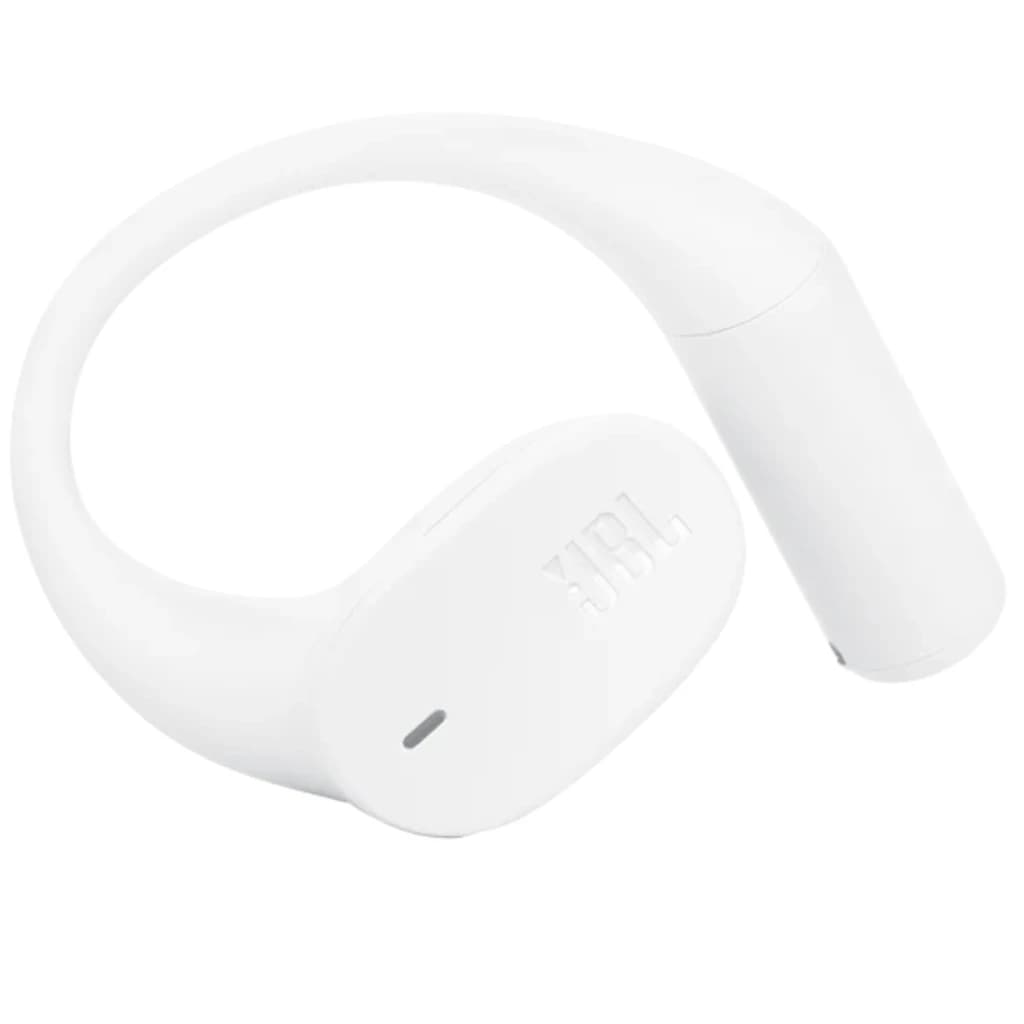 JBL Sense Lite Sans fil IP54 32 h Blanc avec contour d oreille souple blanc, boîtier compact, logo JBL en relief et indicateur LED discret