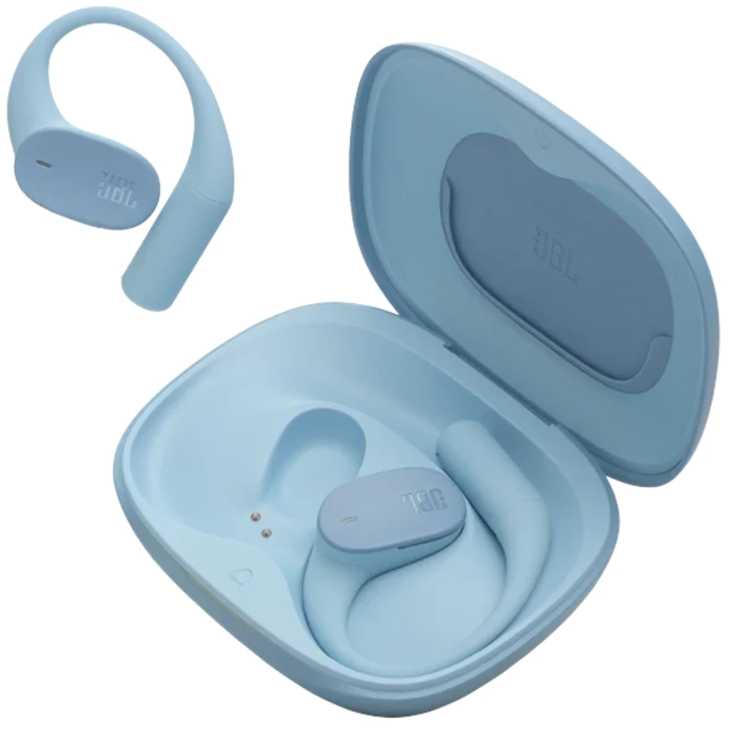 JBL Sense Lite Inalámbricos IP54 32 h Azul, estuche compacto azul claro y audífonos de gancho ergonómico, diseño deportivo, LED frontal y acabado mate - Ítem1