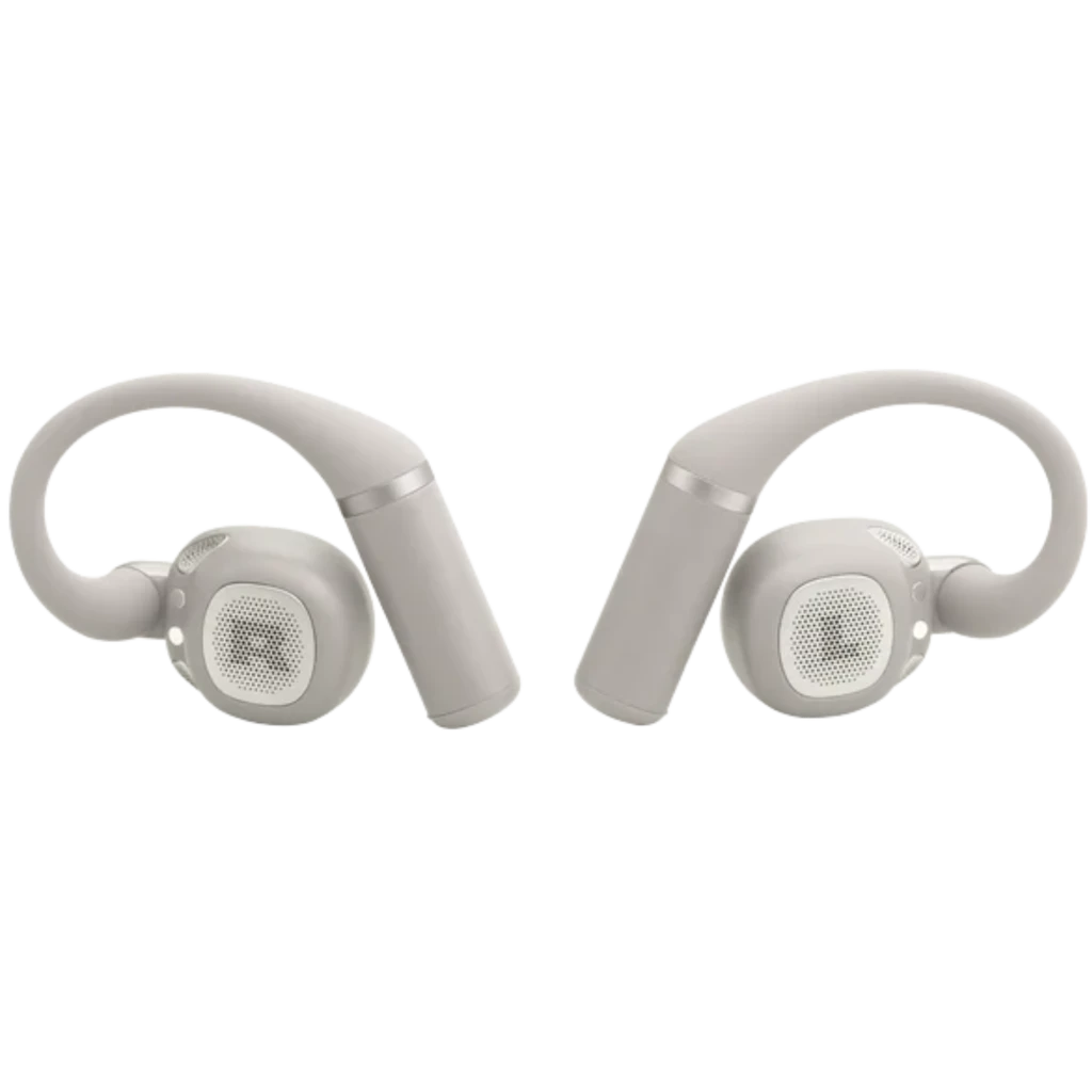 JBL Sense Pro Inalámbricos IP54 38 h Gris con estuche gris claro, ganchos ergonómicos para oreja, puntas intrauditivas y diseño compacto con logo JBL visible - Ítem2