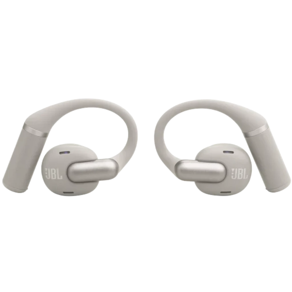 JBL Sense Pro Inalámbricos IP54 38 h Gris con estuche gris claro, ganchos ergonómicos para oreja, puntas intrauditivas y diseño compacto con logo JBL visible - Ítem3