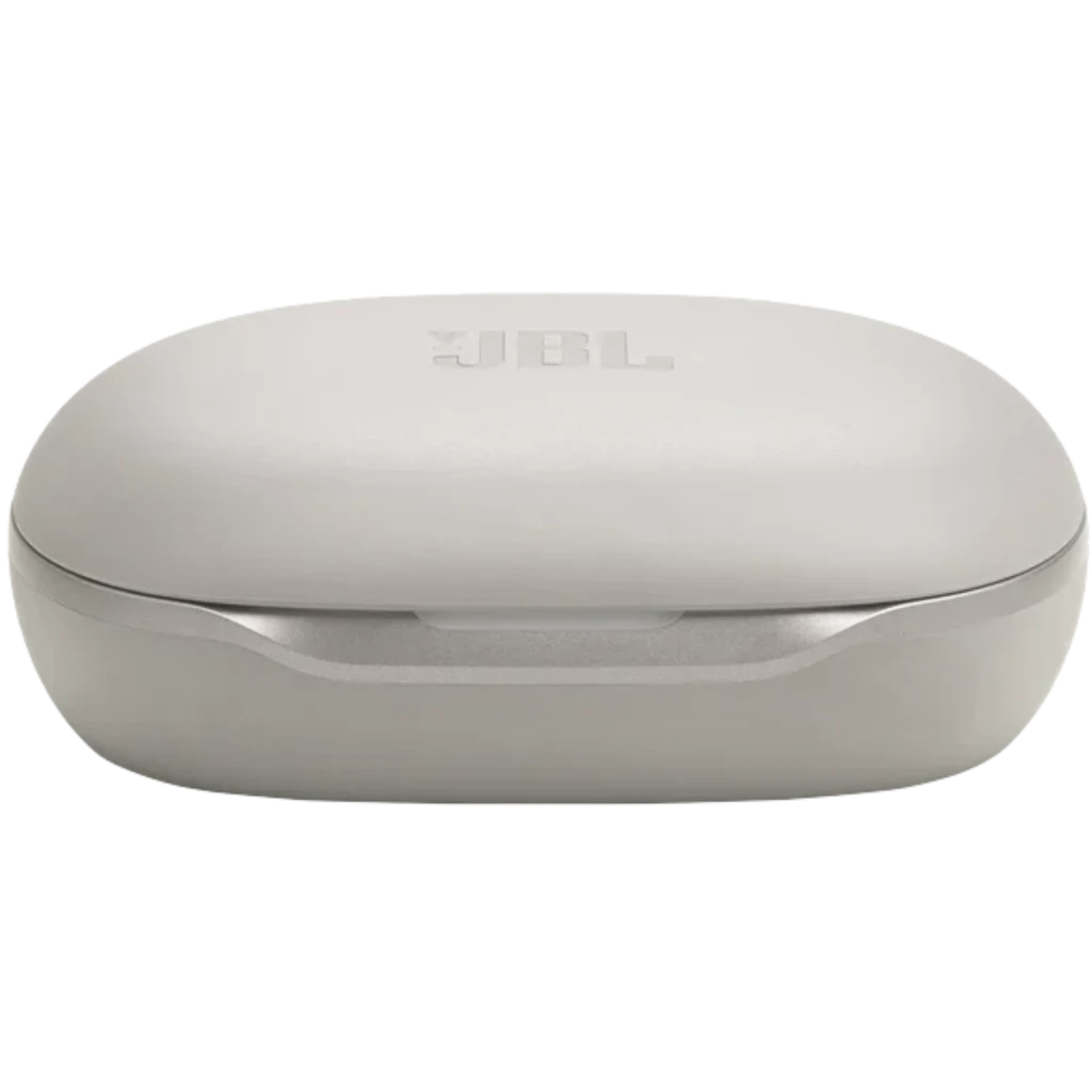 JBL Sense Pro Inalámbricos IP54 38 h Gris con estuche gris claro, ganchos ergonómicos para oreja, puntas intrauditivas y diseño compacto con logo JBL visible - Ítem5