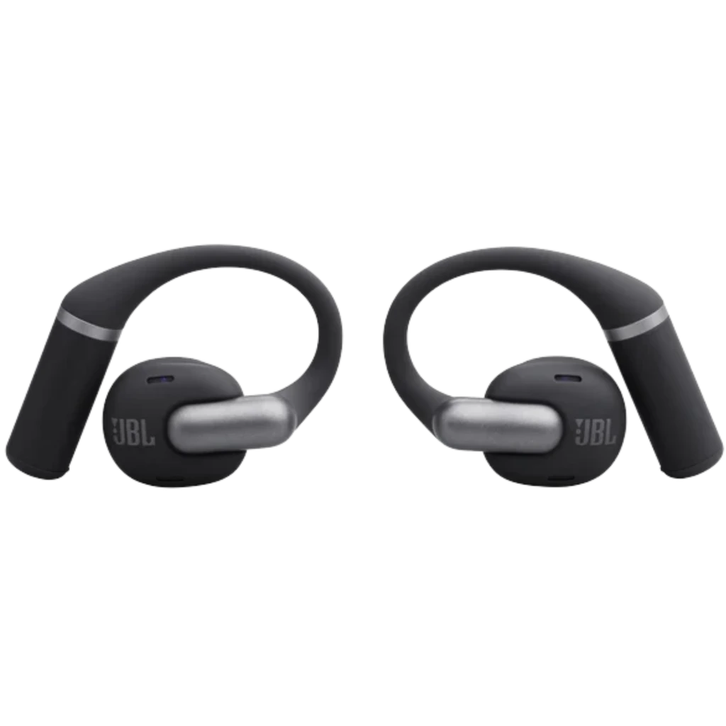 Auriculares JBL Sense Pro negros con gancho ergonómico, estuche de carga abierto, acabado mate, LED frontal y diseño resistente IP54; compactos y deportivos - Ítem5