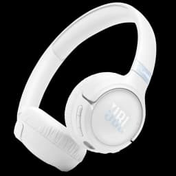 JBL Tune 680NC Blanc casque supra-auriculaire sans fil, design épuré blanc, coussinets rembourrés, commandes latérales, arceau ajustable, logo JBL irisé