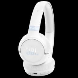 JBL Tune 680NC Blanc casque supra-auriculaire sans fil avec coussinets épais, arceau rembourré, commandes intégrées, port USB-C et finition blanche mate