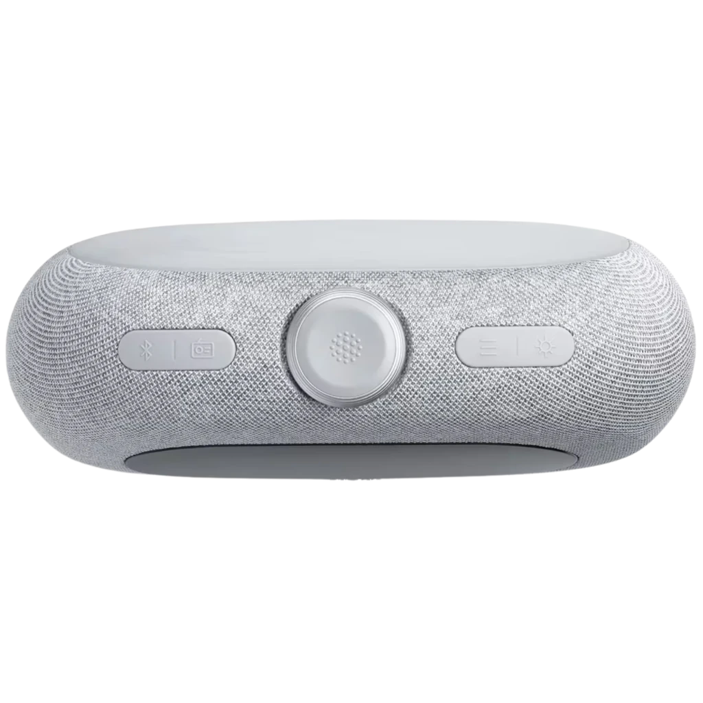 JBL Horizon 3 cinzento com ecrã digital grande, tecido cinza, botão superior texturizado e logótipo JBL frontal; design oval moderno para rádio DAB+/FM e - Item3