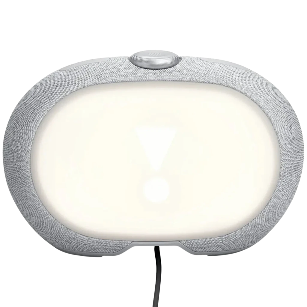 JBL Horizon 3 cinzento com ecrã digital grande, tecido cinza, botão superior texturizado e logótipo JBL frontal; design oval moderno para rádio DAB+/FM e - Item6