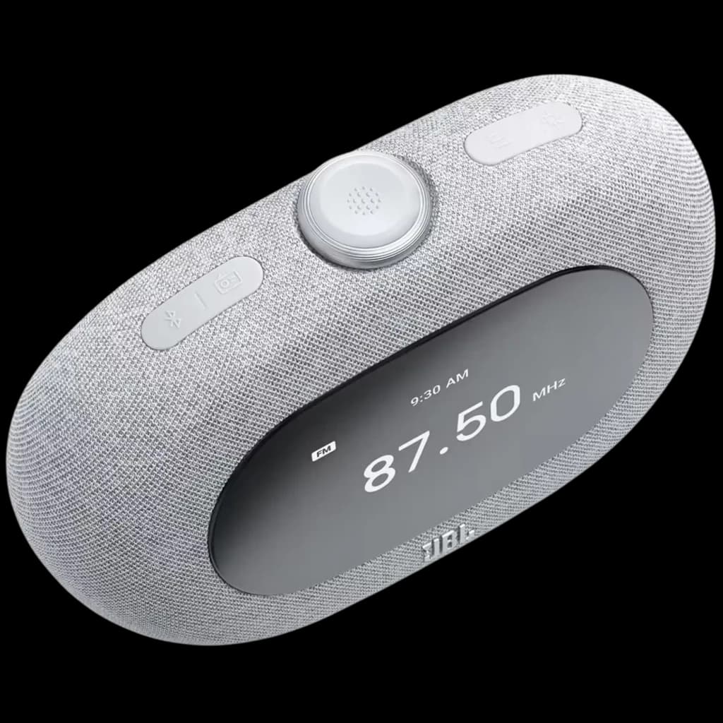 Reloj despertador JBL Horizon 3 gris con pantalla digital, sintonizador DAB+/FM, altavoz 5 W, botones superiores y tela acústica envolvente