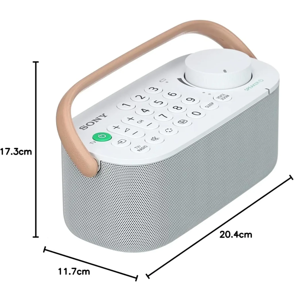 Sony SRS-LSR200 Bluetooth IPX2 Branco com grade metálica, botões grandes numéricos, botão liga verde, dial de volume amplo e alça lateral bege - Item6