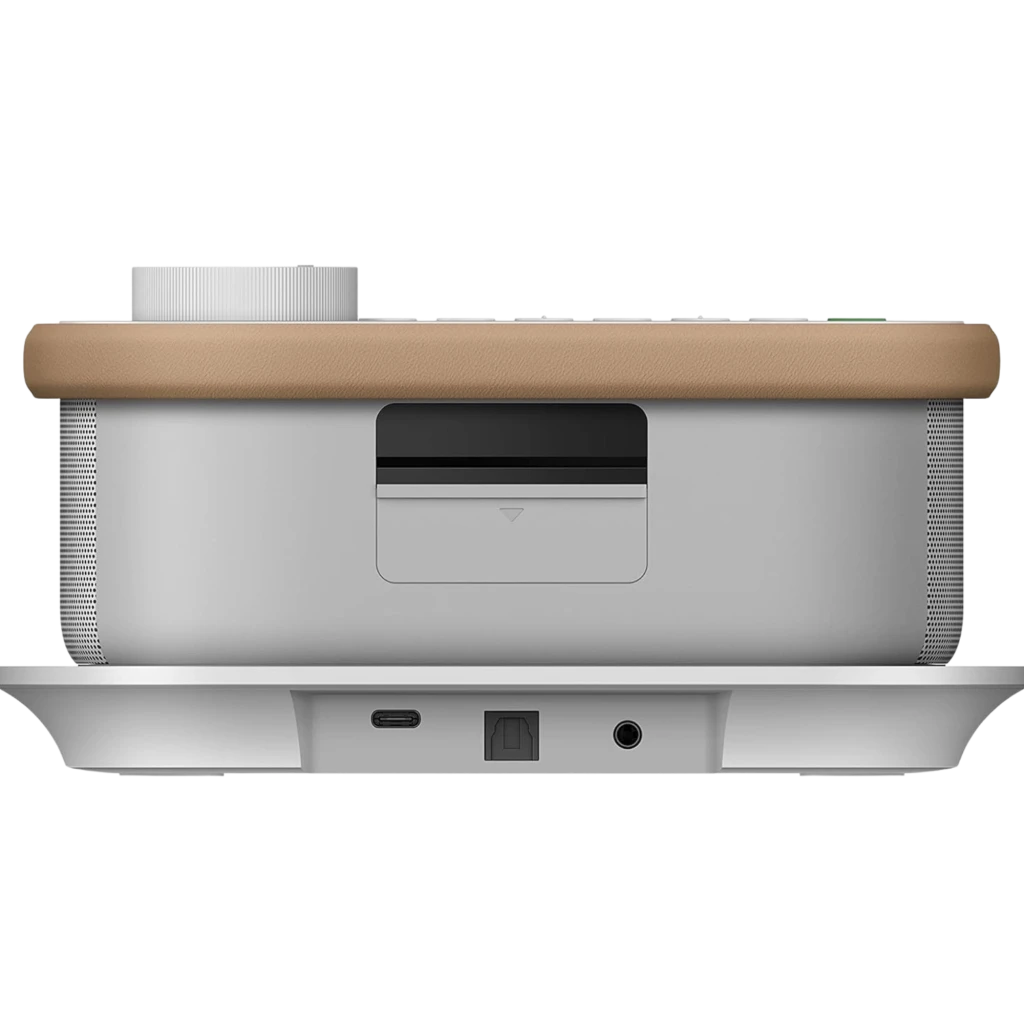 Sony SRS-LSR200 Bluetooth IPX2 Branco com grade metálica, botões grandes numéricos, botão liga verde, dial de volume amplo e alça lateral bege - Item5