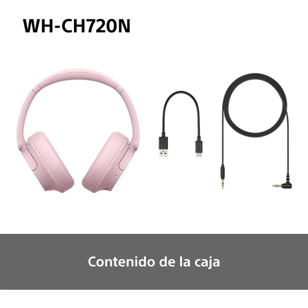 Sony WH-CH720N Rose avec arceau rembourré, coussinets doux circum-auriculaires, design pliable, finitions mates, commandes latérales discrètes