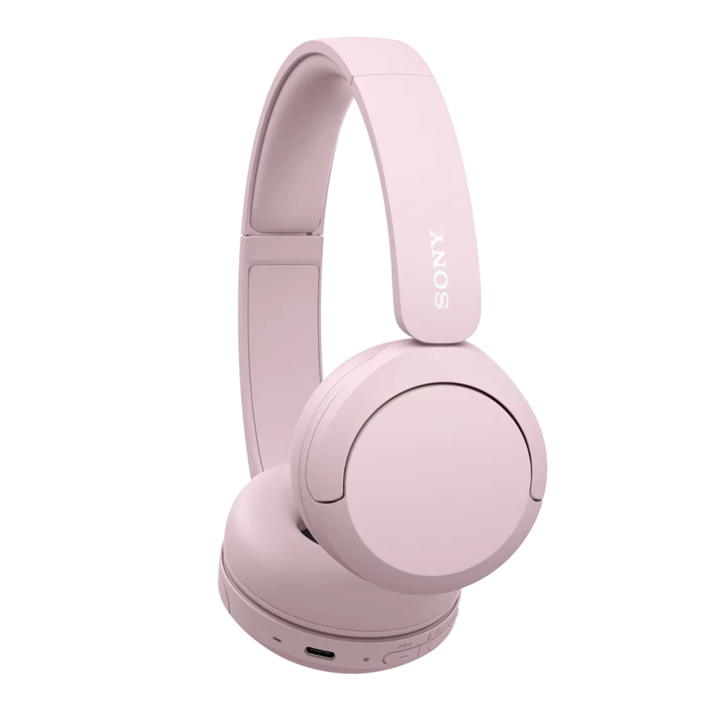 Sony WH-CH520 Rose casque sans fil on-ear rose pâle, arceau réglable, coussinets rembourrés, design pliable, port USB-C et logo Sony blanc sur l’oreillette - Ítem1