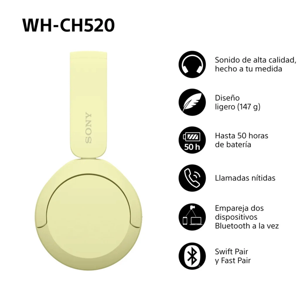 Sony WH-CH520 Jaune - Casque Bluetooth - Ítem5