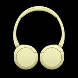 Sony WH-CH520 Amarelo com arco acolchoado, conchas circulares e design leve e dobrável; acabamento fosco amarelo claro para estilo moderno