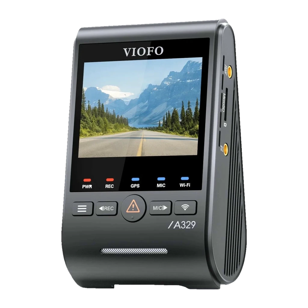 VIOFO A329S 3CH kit con cámara principal 4K, trasera 2K y fisheye 2K; pantalla a color, GPS, micrófono, LEDs de estado y cables incluidos; ángulos 140° - Ítem3