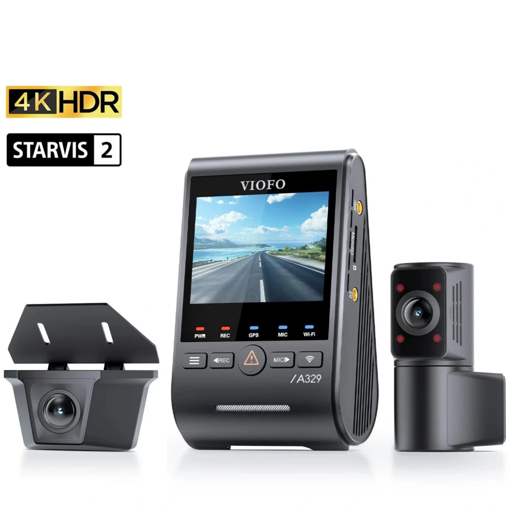 VIOFO A329SW 3CH Dashcam con pantalla, cámara frontal 4K, trasera 2K y cabina 2K; módulos compactos, botones físicos y conectividad WiFi 6 - Ítem1