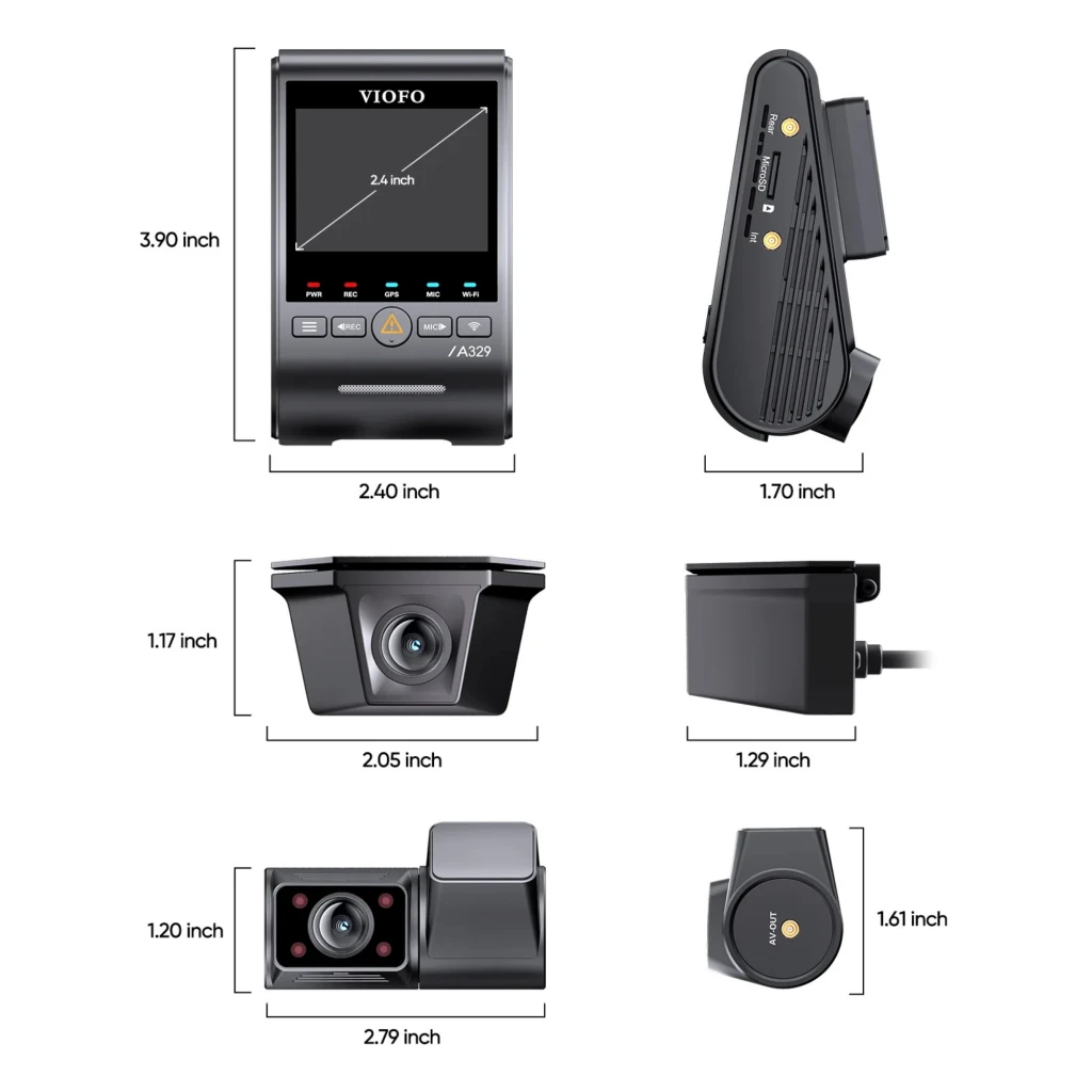 VIOFO A329SW 3CH Dashcam con pantalla, cámara frontal 4K, trasera 2K y cabina 2K; módulos compactos, botones físicos y conectividad WiFi 6 - Ítem3
