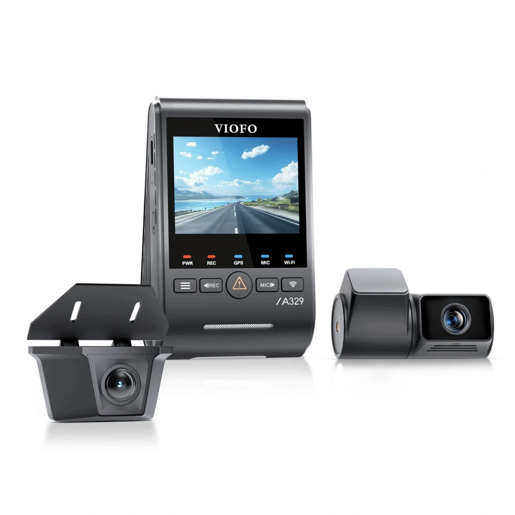 VIOFO A329TW 3CH caméra embarquée triple avec écran, objectifs 4K grand angle et téléobjectif, module arrière et caméra extérieure IP67 compacte - Ítem1